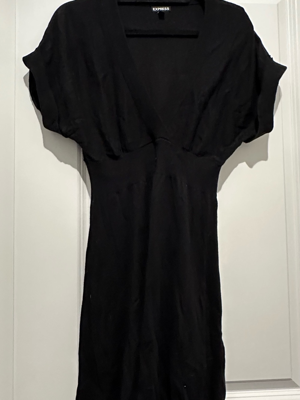Express Black V-Neck Short Sleeve Sweater Dress
